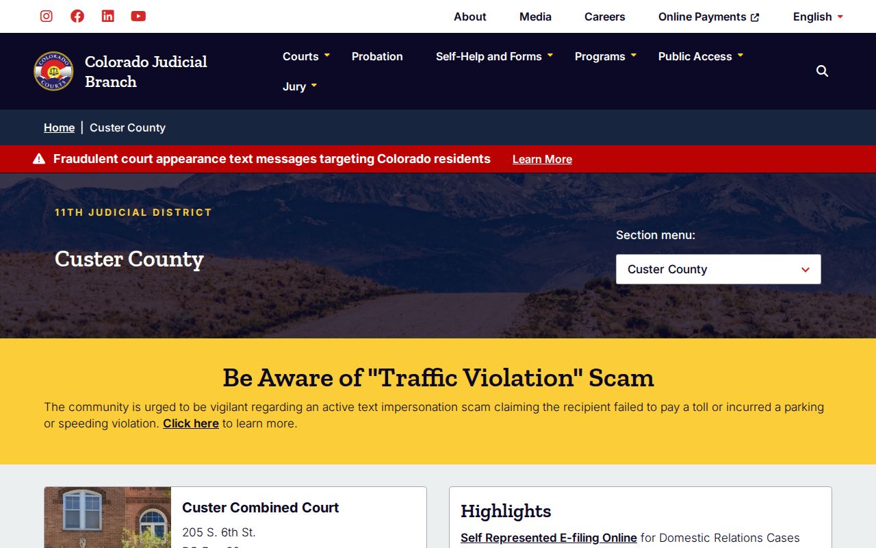 Custer County warrant search courthouse information