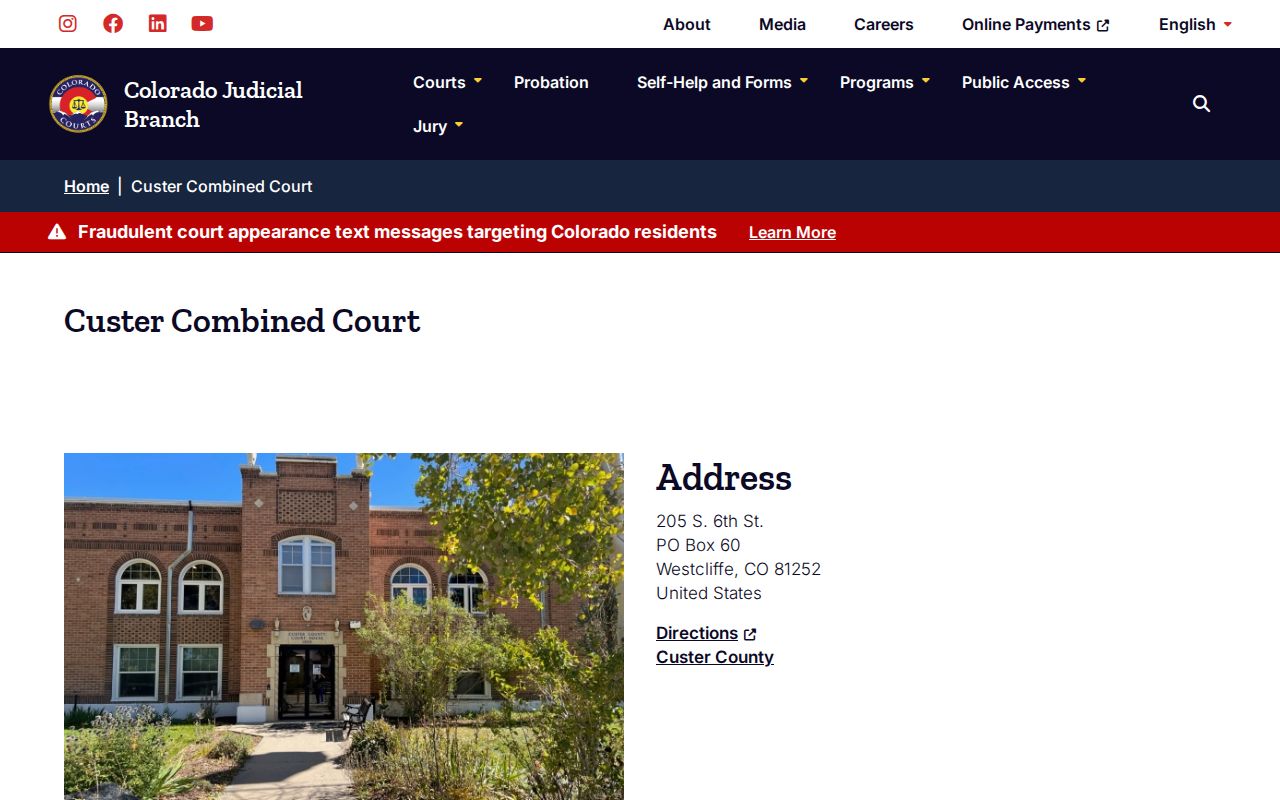 Custer County active warrants court access source