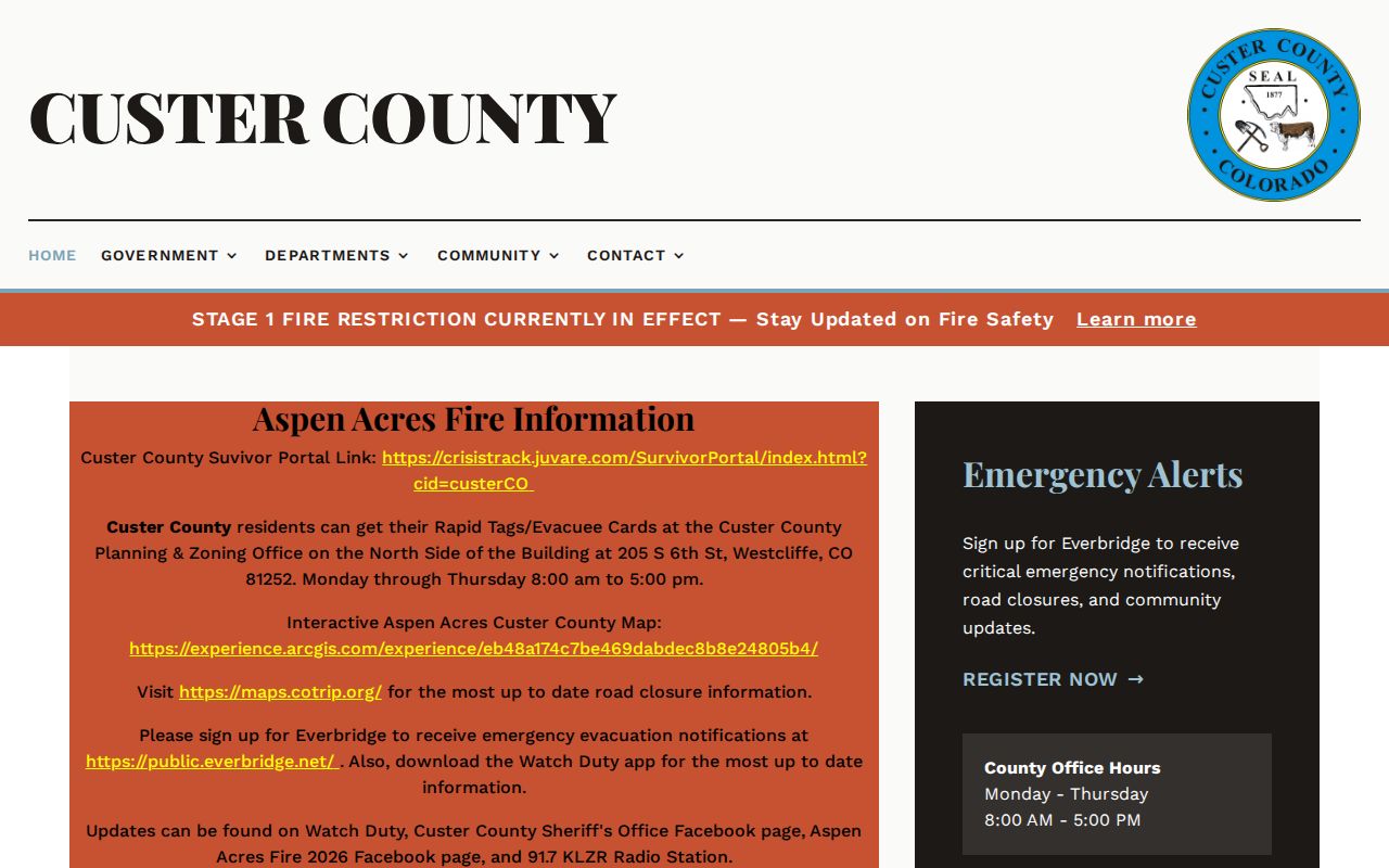 Custer County warrant records county source